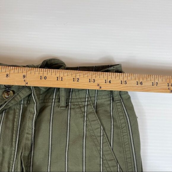 American Eagle Pants Striped Trousers Women's Size US 8 100% Cotton Belted Casua - Picture 8 of 11